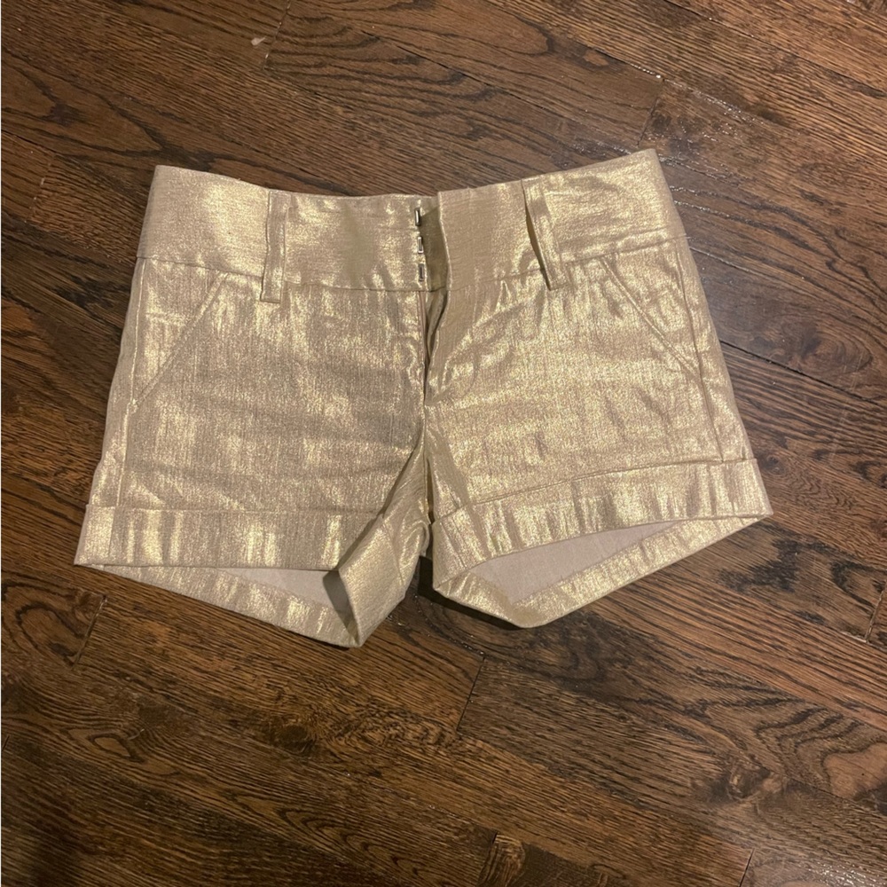 Alice and Olivia gold shorts